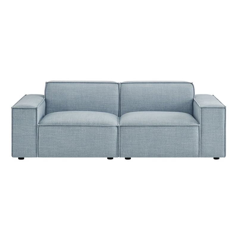Restore 2-Piece Performance Fabric Upholstered Modular Loveseat in Sky Blue