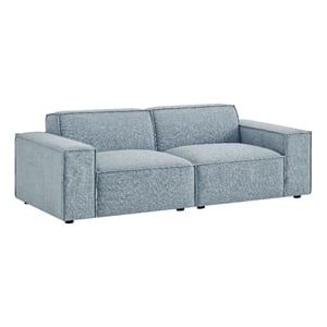 Restore 2-Piece Performance Fabric Upholstered Modular Loveseat in Sky Blue