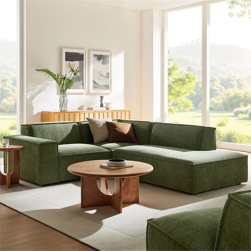 Restore 3-Piece Performance Fabric Upholstered Modular L-Shaped Sectional Sofa