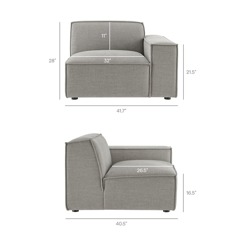 Restore 3-Piece Performance Fabric Upholstered Modular L-Shaped Sectional Sofa