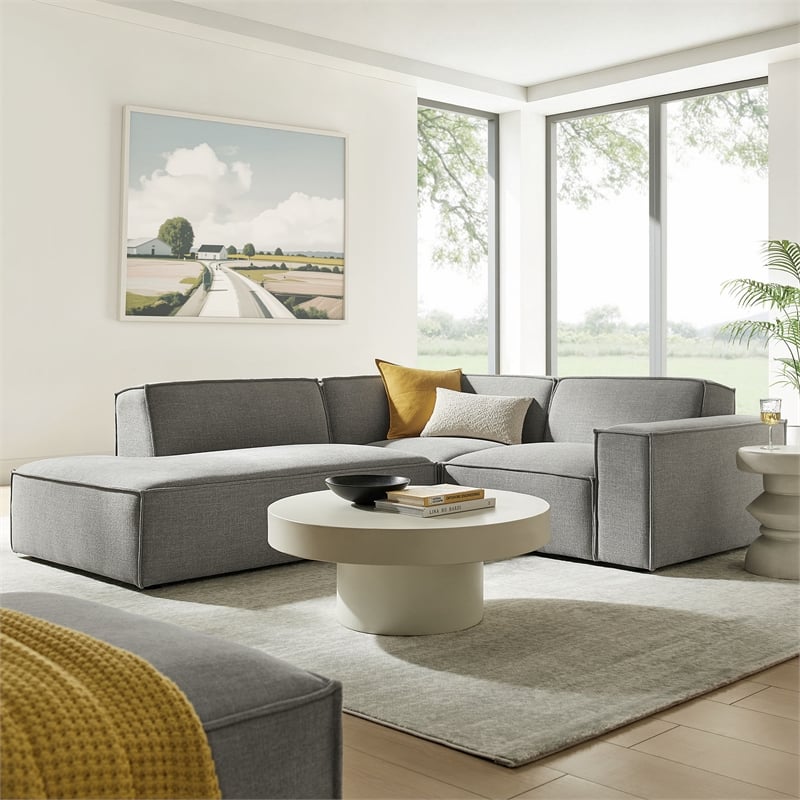 Restore 3-Piece Performance Fabric Upholstered Modular L-Shaped Sectional Sofa
