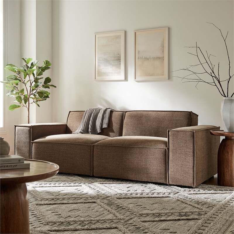 Restore 2-Piece Performance Fabric Upholstered Modular Loveseat in Mocha
