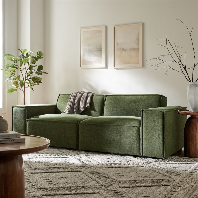 Restore 2-Piece Performance Fabric Upholstered Modular Loveseat in Foliage
