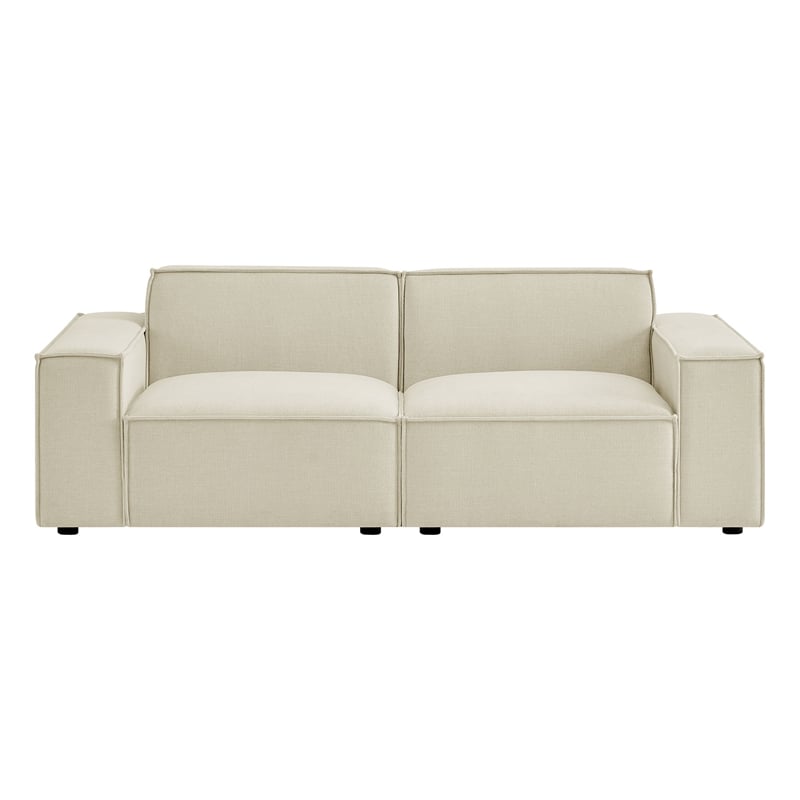 Restore 2-Piece Performance Fabric Upholstered Modular Loveseat in Ecru