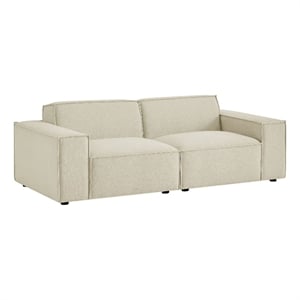 Restore 2-Piece Performance Fabric Upholstered Modular Loveseat in Ecru