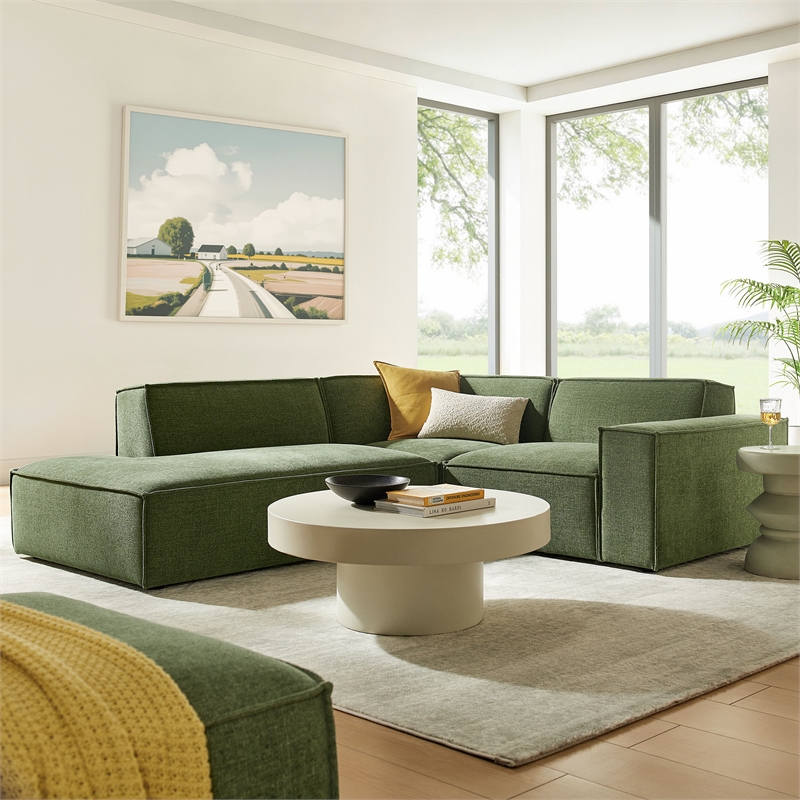 Restore 3-Piece Performance Fabric Upholstered Modular L-Shaped Sectional Sofa