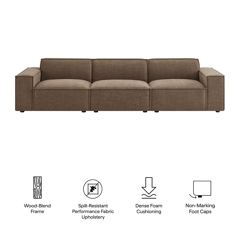 Restore 3-Piece Performance Fabric Upholstered Modular Sofa Set in Mocha