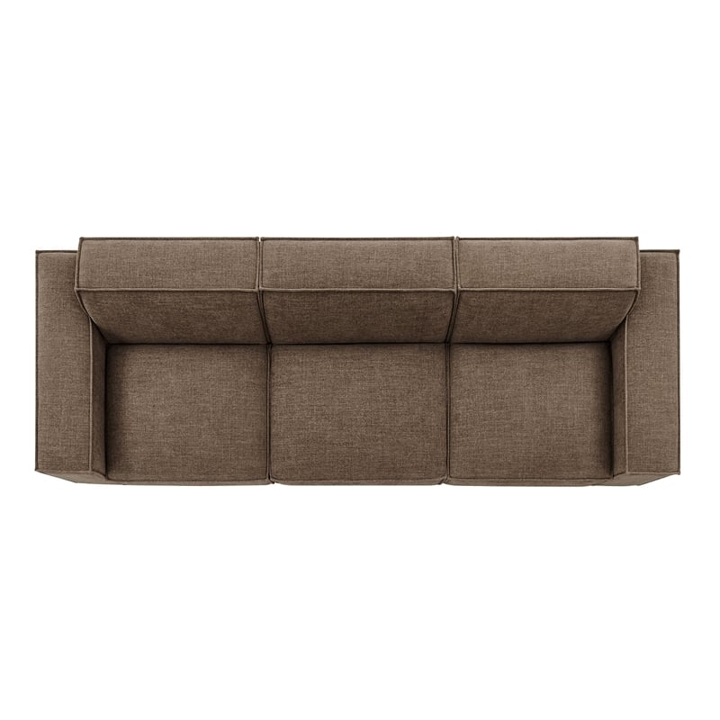 Restore 3-Piece Performance Fabric Upholstered Modular Sofa Set in Mocha