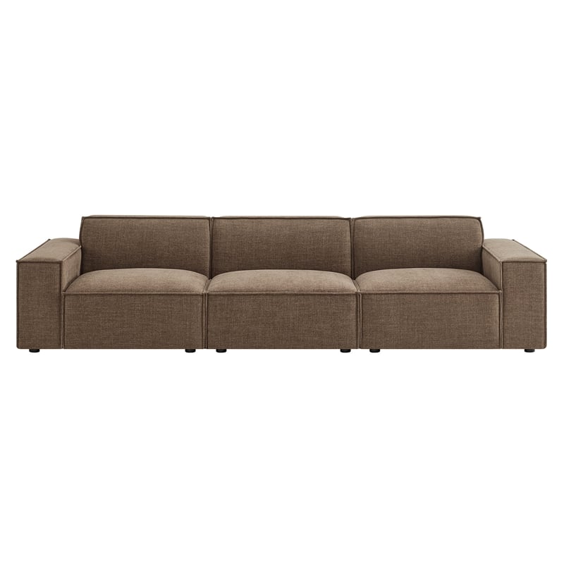 Restore 3-Piece Performance Fabric Upholstered Modular Sofa Set in Mocha