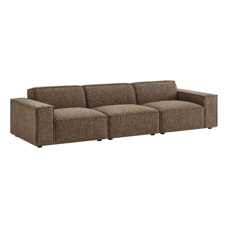 Restore 3-Piece Performance Fabric Upholstered Modular Sofa Set in Mocha