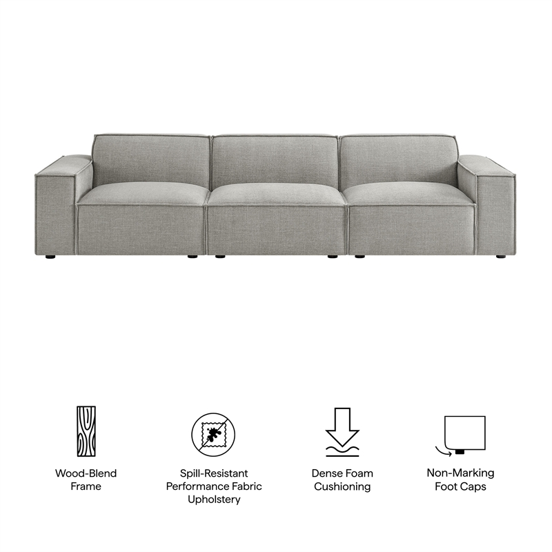 Restore 3-Piece Performance Fabric Upholstered Modular Sofa Set in Pewter