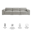 Restore 3-Piece Performance Fabric Upholstered Modular Sofa Set in Pewter