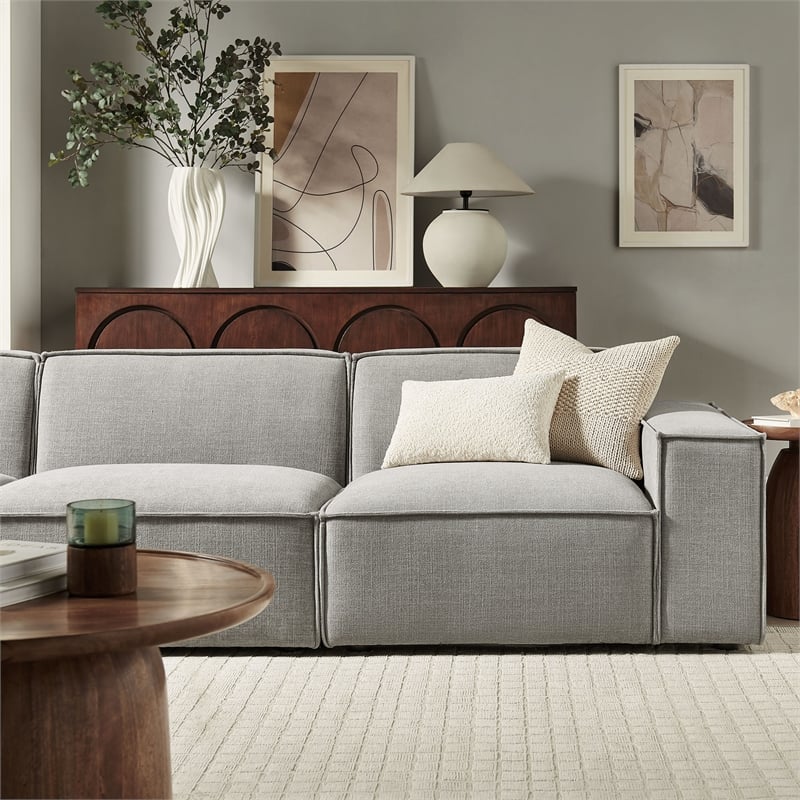 Restore 3-Piece Performance Fabric Upholstered Modular Sofa Set in Pewter