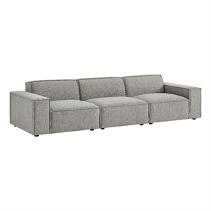 Restore 3-Piece Performance Fabric Upholstered Modular Sofa Set in Pewter