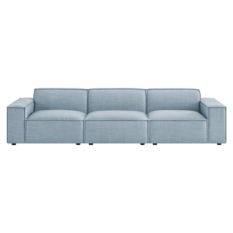 Restore 3-Piece Performance Fabric Upholstered Modular Sofa Set in Sky