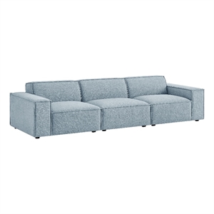 Restore 3-Piece Performance Fabric Upholstered Modular Sofa Set in Sky