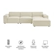 Restore 4-Piece Performance Fabric Upholstered Modular Sofa Set with Ottoman