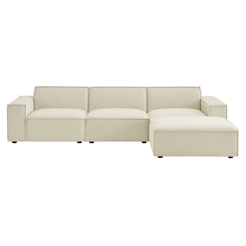 Restore 4-Piece Performance Fabric Upholstered Modular Sofa Set with Ottoman
