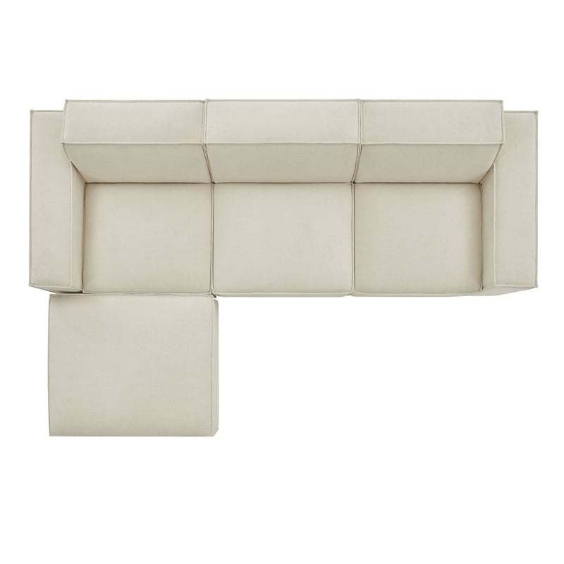 Restore 4-Piece Performance Fabric Upholstered Modular Sofa Set with Ottoman