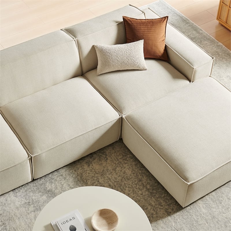 Restore 4-Piece Performance Fabric Upholstered Modular Sofa Set with Ottoman