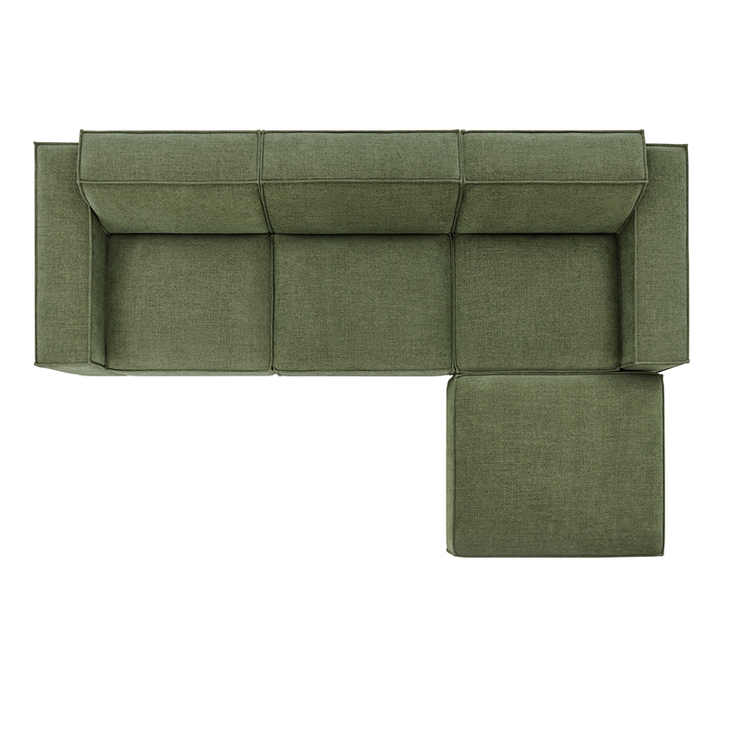 Restore 4-Piece Performance Fabric Upholstered Modular Sofa Set with Ottoman