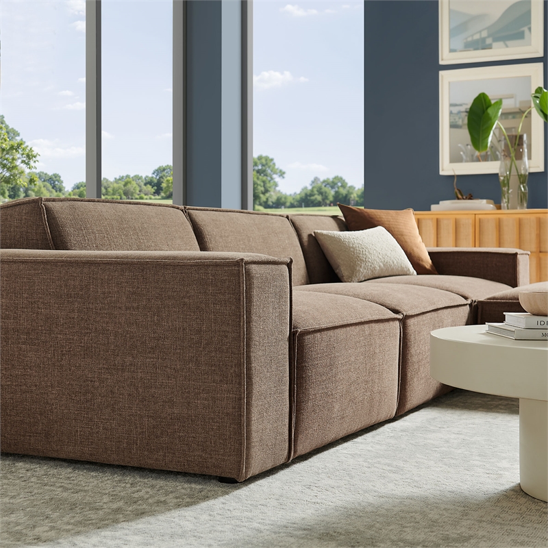 Restore 4-Piece Performance Fabric Upholstered Modular Sofa Set with Ottoman