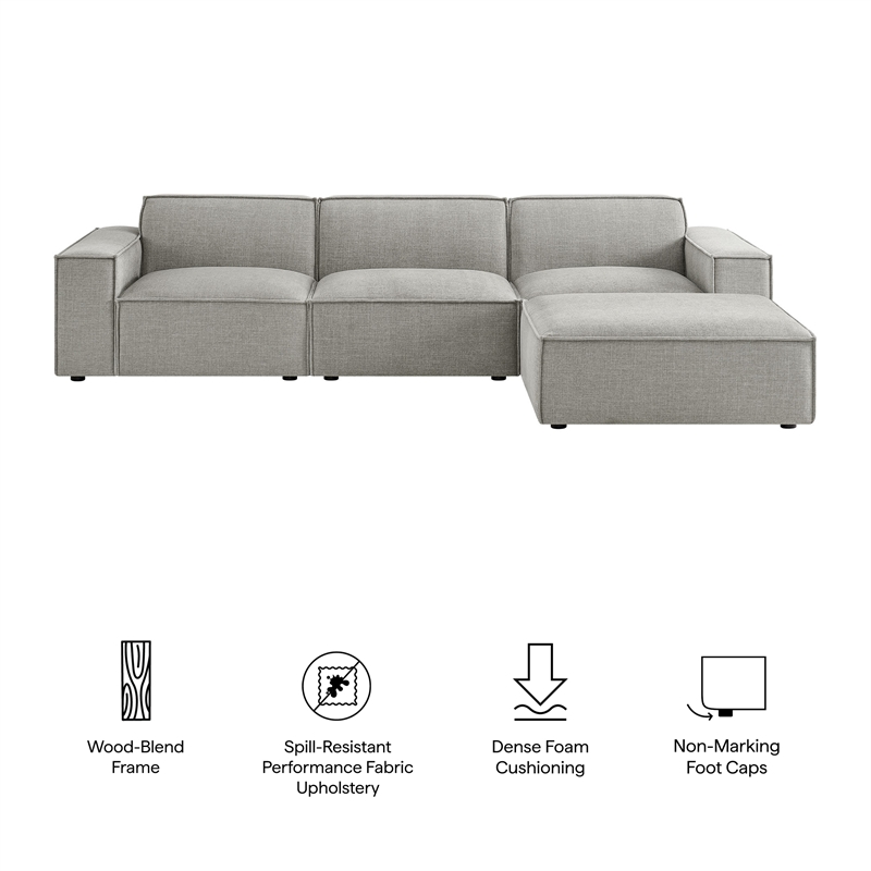 Restore 4-Piece Performance Fabric Upholstered Modular Sofa Set with Ottoman