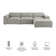 Restore 4-Piece Performance Fabric Upholstered Modular Sofa Set with Ottoman