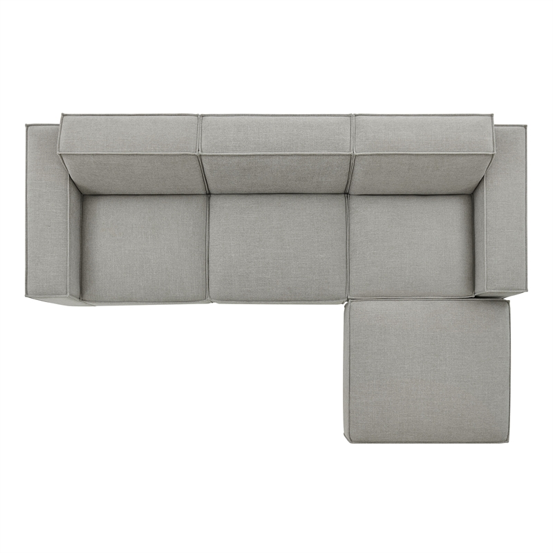 Restore 4-Piece Performance Fabric Upholstered Modular Sofa Set with Ottoman