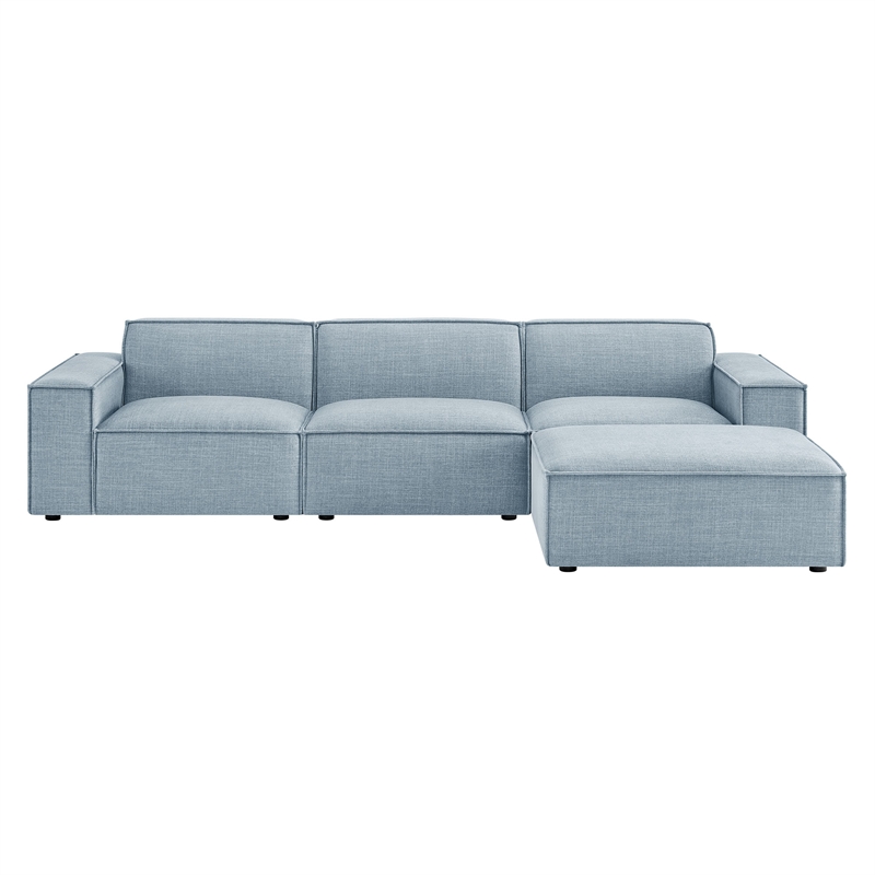 Restore 4-Piece Performance Fabric Upholstered Modular Sofa Set with Ottoman