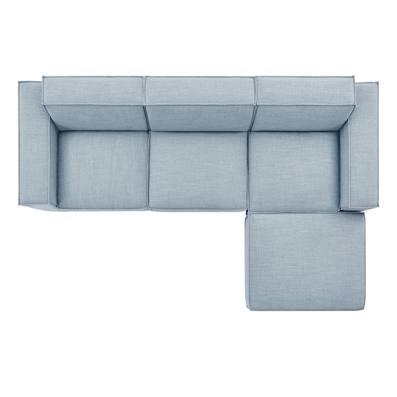 Restore 4-Piece Performance Fabric Upholstered Modular Sofa Set with Ottoman