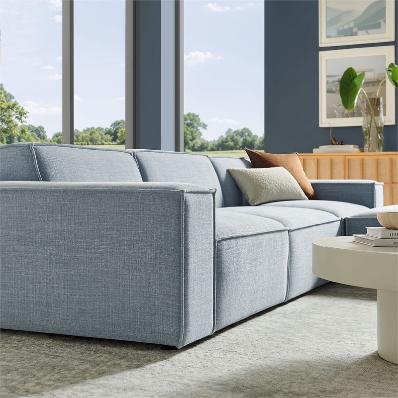 Restore 4-Piece Performance Fabric Upholstered Modular Sofa Set with Ottoman