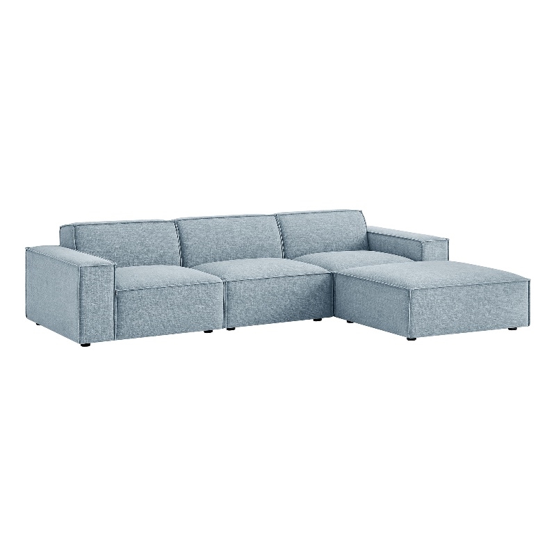 Restore 4-Piece Performance Fabric Upholstered Modular Sofa Set with Ottoman