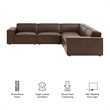 Restore 5-Piece Vegan Leather Modular L-Shaped Sofa in Espresso