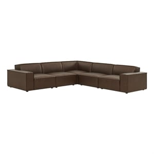 Restore 5-Piece Vegan Leather Modular L-Shaped Sofa in Espresso