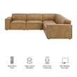 Restore 5-Piece Vegan Leather Modular L-Shaped Sofa in Toast