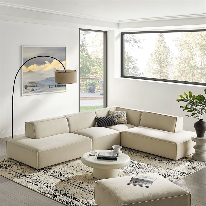 Restore 4-Piece Fabric Upholstered Modular L-Shaped Armless Sectional Sofa