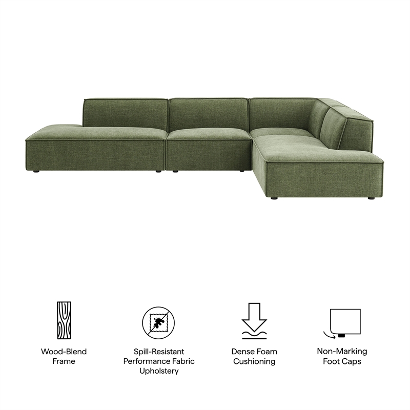 Restore 4-Piece Fabric Upholstered Modular L-Shaped Armless Sectional Sofa