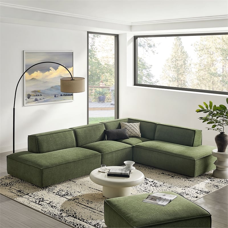 Restore 4-Piece Fabric Upholstered Modular L-Shaped Armless Sectional Sofa