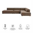 Restore 4-Piece Fabric Upholstered Modular L-Shaped Armless Sectional Sofa