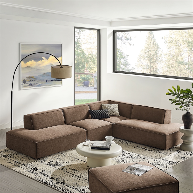 Restore 4-Piece Fabric Upholstered Modular L-Shaped Armless Sectional Sofa