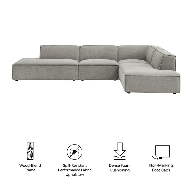 Restore 4-Piece Fabric Upholstered Modular L-Shaped Armless Sectional Sofa
