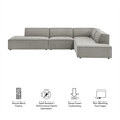Restore 4-Piece Fabric Upholstered Modular L-Shaped Armless Sectional Sofa