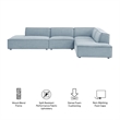 Restore 4-Piece Fabric Upholstered Modular L-Shaped Armless Sectional Sofa