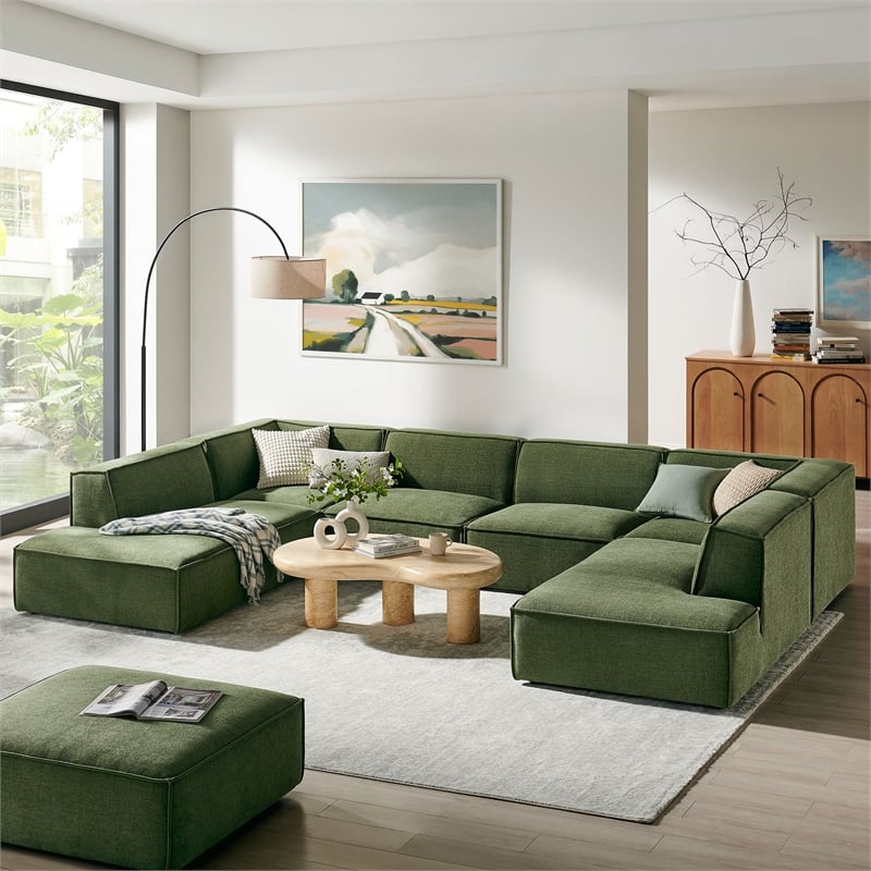 Restore 6-Piece Performance Fabric Upholstered U-Shaped Sectional Sofa