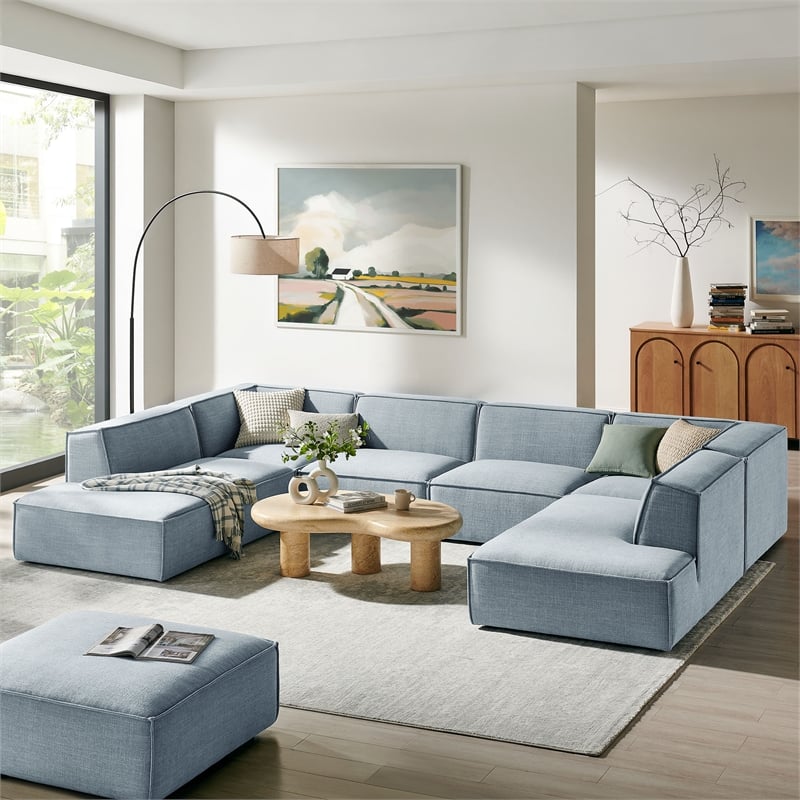 Restore 6-Piece Performance Fabric Upholstered U-Shaped Sectional Sofa
