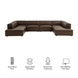 Restore 6-Piece Vegan Leather U-Shaped Armless Sectional Sofa in Espresso