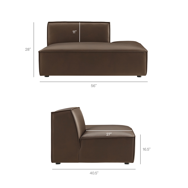 Restore 6-Piece Vegan Leather U-Shaped Armless Sectional Sofa in Espresso