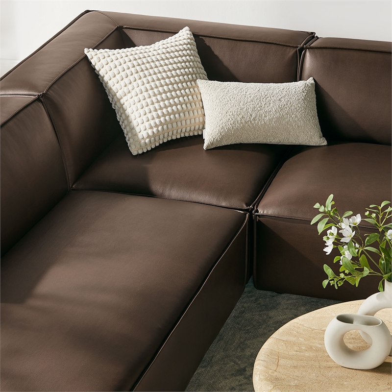 Restore 6-Piece Vegan Leather U-Shaped Armless Sectional Sofa in Espresso