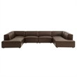Restore 6-Piece Vegan Leather U-Shaped Armless Sectional Sofa in Espresso